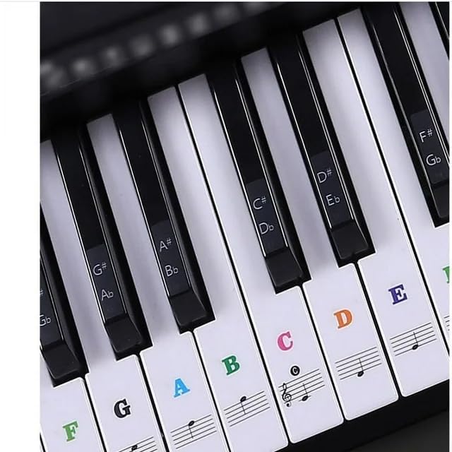 2Pcs Piano Keyboard Stickers, Removable Keyboard Stickers for 88/61/54/49/37 Keys, Transparent Keyboard Letters Electronic Piano Keyboard Note Labels Stickers for Beginners,Keyboard Accessories Bwesoo