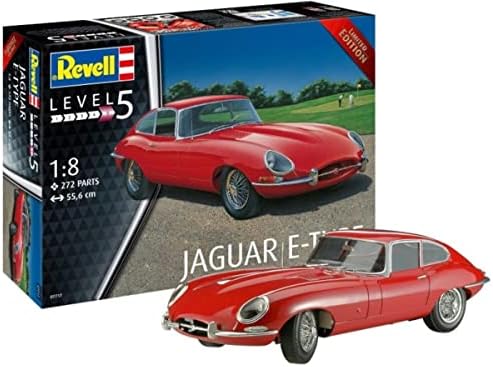 Revell 07717 Jaguar E-Type 1:8 Scale Unbuilt/Unpainted Plastic Model Kit Revell