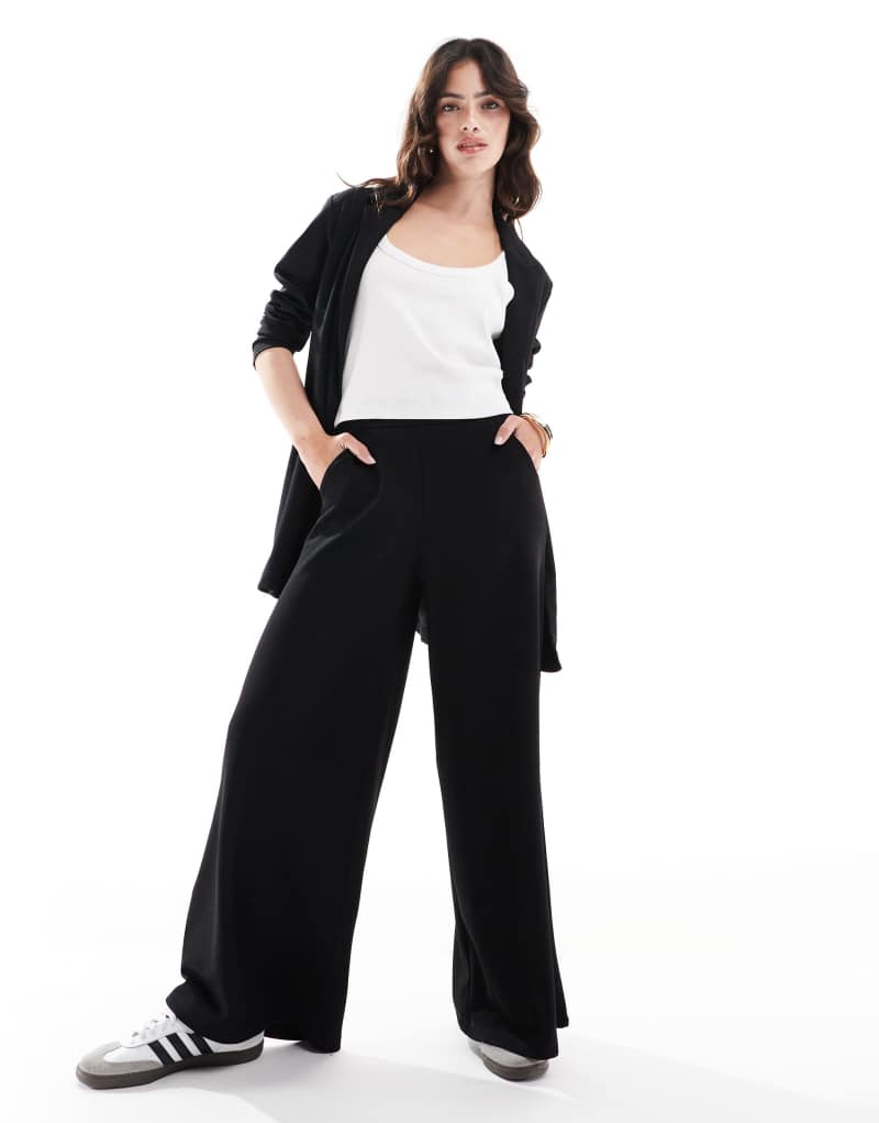 JDY wide leg tailored pants in black - part of a set Jdy