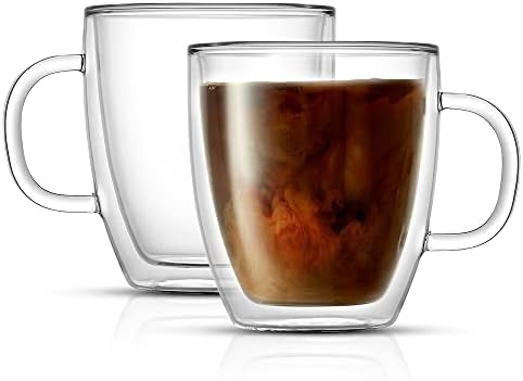 JoyJolt Savor Double Wall Insulated Glasses - Coffee Mugs (Set of 2) - 13.5-Ounces JoyJolt