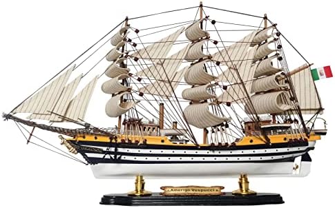 SAILINGSTORY Wooden Model Ship Amerigo Vespucci 1/300 Scale Replica Ship Model Sailboat Decor HOME DECOR SAILINGSTORY