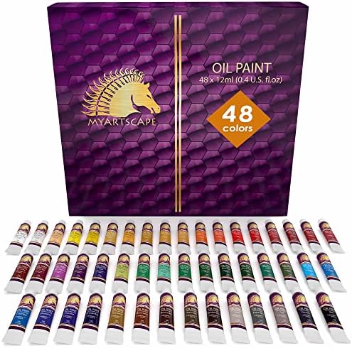 MyArtscape Artist Paint Oil Paint Set - 12ml x 48 Tubes Art Paints - Lightfast - Heavy Body Oil Painting Supplies for Adult Paint Set and oil painting for beginners MyArtscape