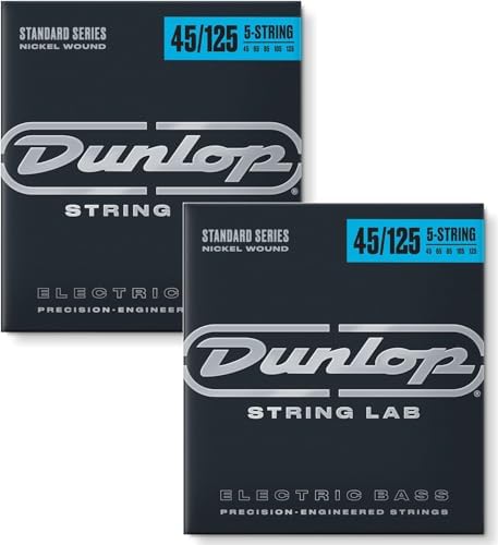 Dunlop DBN45125 Nickel Wound Bass Strings, Medium, .045-.125, 5 Strings/Set (2 Pack) Briskdrop