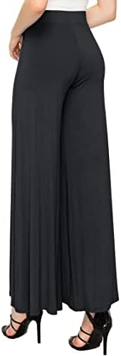 Made By Johnny Women's Solid Casual Comfy Stretchy Wide Leg Palazzo Lounge Pants Made By Johnny