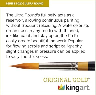 KINGART Original Gold Miniature Detail Series, Comfort Handle, Premium Golden Taklon, Multimedia Artist Brushes, Gift Box, Set of 10, Acrylic Handle, for Oil, Acrylic, Watercolor, and Gouache Paints Kingart