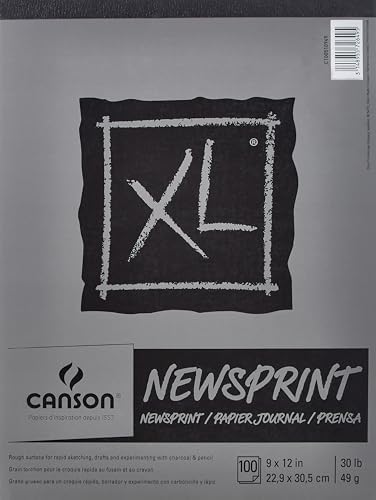 Canson XL Series Newsprint Paper, Foldover Pad, 9x12 inches, 100 Sheets (30lb/49g) - Artist Paper for Adults and Students Canson