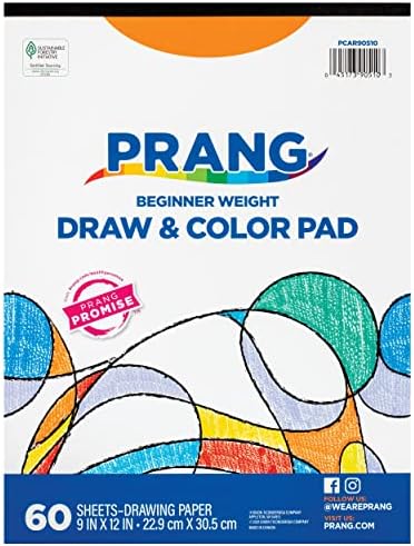 Prang (Formerly Art Street) Drawing & Color Paper Pad, White, Beginner Weight, 9" x 12", 60 Sheets Prang