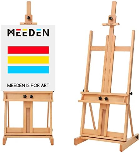 MEEDEN Large H-Frame Easel, Easel Stand for Painting, Painting Easel, Easel Stand for Display, Solid Beechwood Wooden Easel, Easels for Painting Canvas, Holds Canvases Up to 78", Natural Color MEEDEN