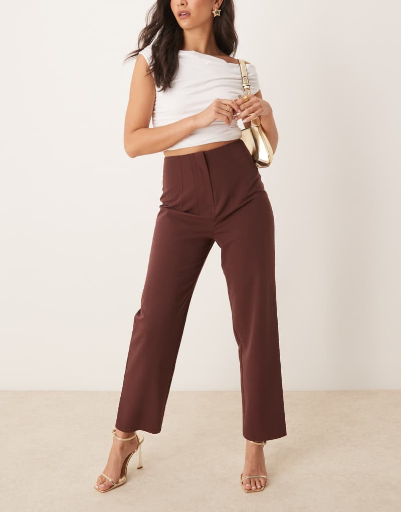 Miss Selfridge essentials cigarette pants in chocolate Miss Selfridge