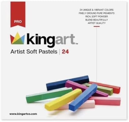 KINGART Pro Artist Soft Pastels, Unique & Vibrant Colors, Drawing, Blending, Layering, Shading, All Skill Levels, 24 pc. Kingart