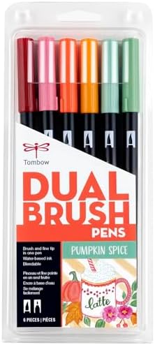 Tombow 56229 Dual Brush Pen Art Markers Pumpkin Spice 6-Pack Tombow