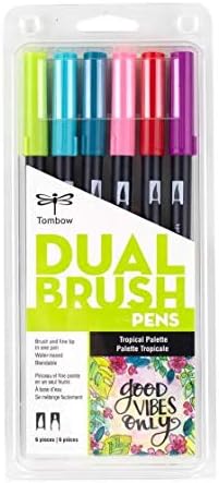 Tombow 56212 Dual Brush Pen Art Markers, Galaxy, 6-Pack. Blendable, Brush and Fine Tip Markers Tombow