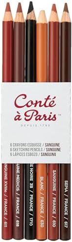 Conté à Paris Sketching Pencil - Sanguine (Pack of 6),White Conté à Paris