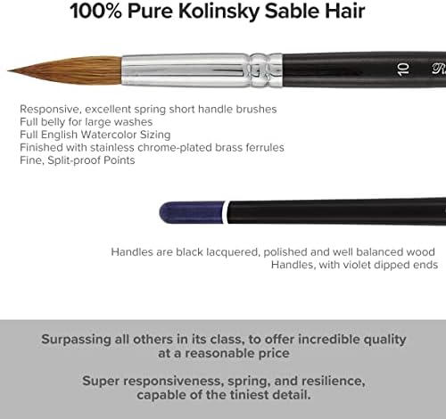 Creative Mark Rhapsody Kolinsky Sable Short Handle Brush - # 0, for Artists, Students, Professionals - Excellent Spring, Full Belly Washes, English Sizing, Split-Proof Points Creative Mark