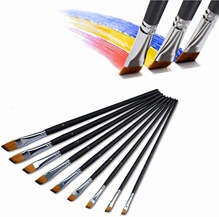 Yosoo Nylon Paint Brushes Set, Inclined Plane Wooden Long Handle Brush Set Art Artist Professional Painting Supplies for Acrylic Watercolor and Oil Painting (Oblique Brush) Yosoo