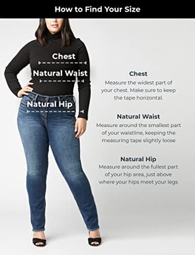 Стильные и удобные джинсы Mary Plus Size Slim Leg Silver Jeans Co. с средней талией для женщин Silver Jeans Co.