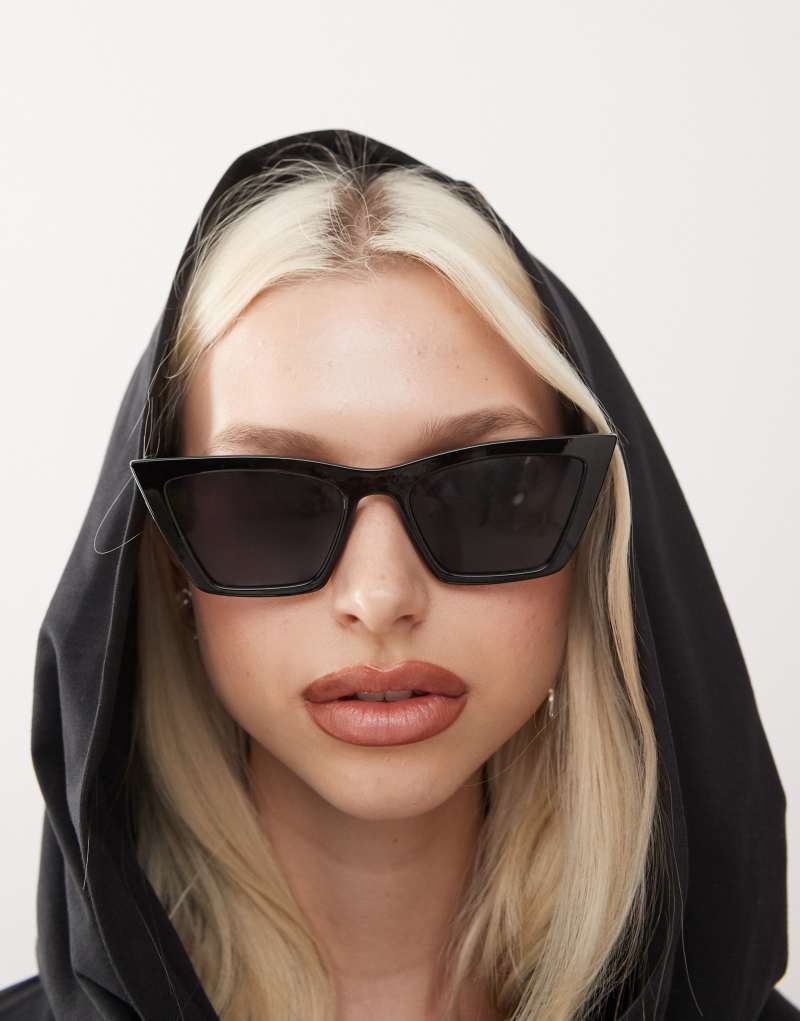 Monki oversized cat eye sunglasses in black Monki