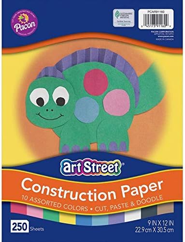 Prang (Formerly Art Street) Construction Paper, 10 Assorted Colors, Standard Weight, 9" x 12", 250 Sheets Pacon