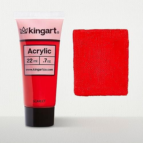 KINGART 503-104 PRO Artist Quality SCARLET RED Acrylic Paint, 120ml (4.06oz) Single Tube, Highly Pigmented, Scarlet Red Kingart