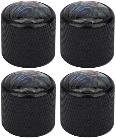 Pack of 4 Metal Dome Knob Volume Tone Control Knob Replacement Parts for Electric Bass 6mm(Color Shell Black) Playing Accessories RiToEasysports