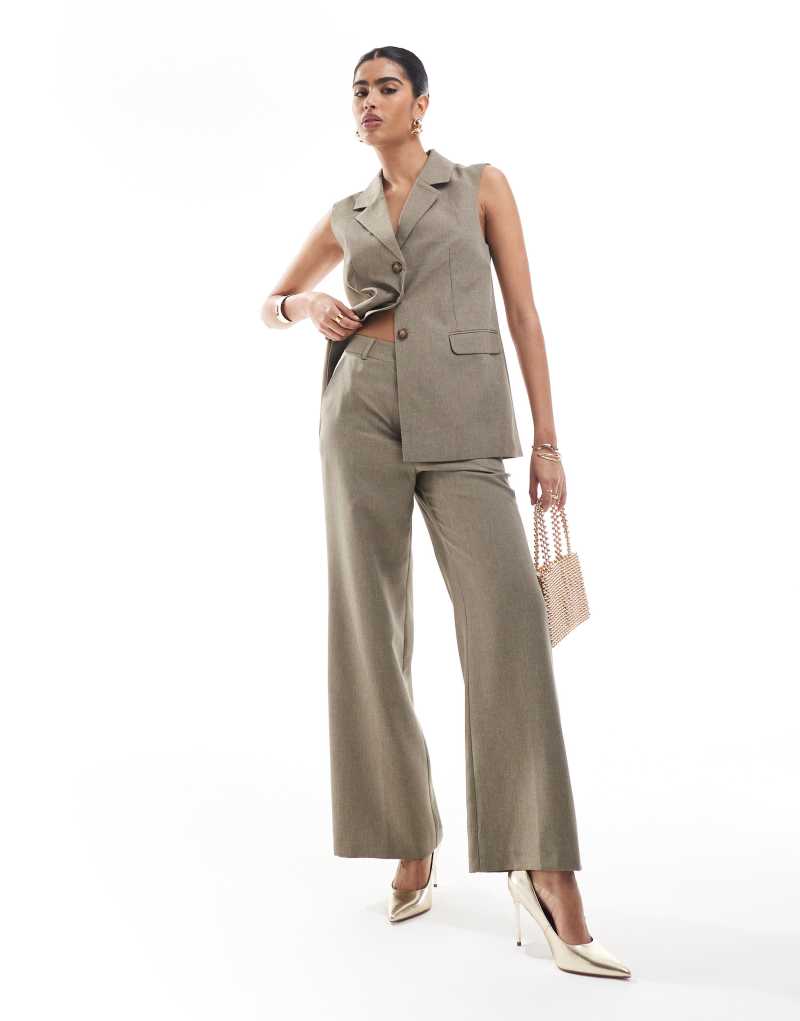 Miss Selfridge tailored wide leg pants in khaki - part of a set Miss Selfridge