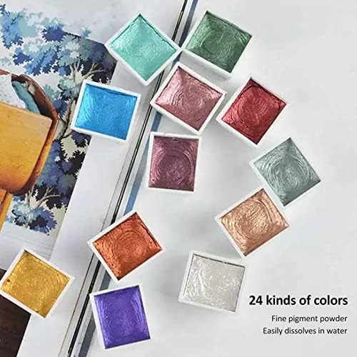 Gouache Paint Set, 24 Colors Retro Pearlescent Effect Solid Watercolor Paint Set for Beginners Students Artists Pssopp