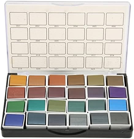 24 Colors Watercolor Paint Gouache Paint Set, Set, Retro Pearlescent Effect High Color Rendering Watercolor Set for Kids, Adults, Beginners and Artists Painting Nail Art Drawing Topincn