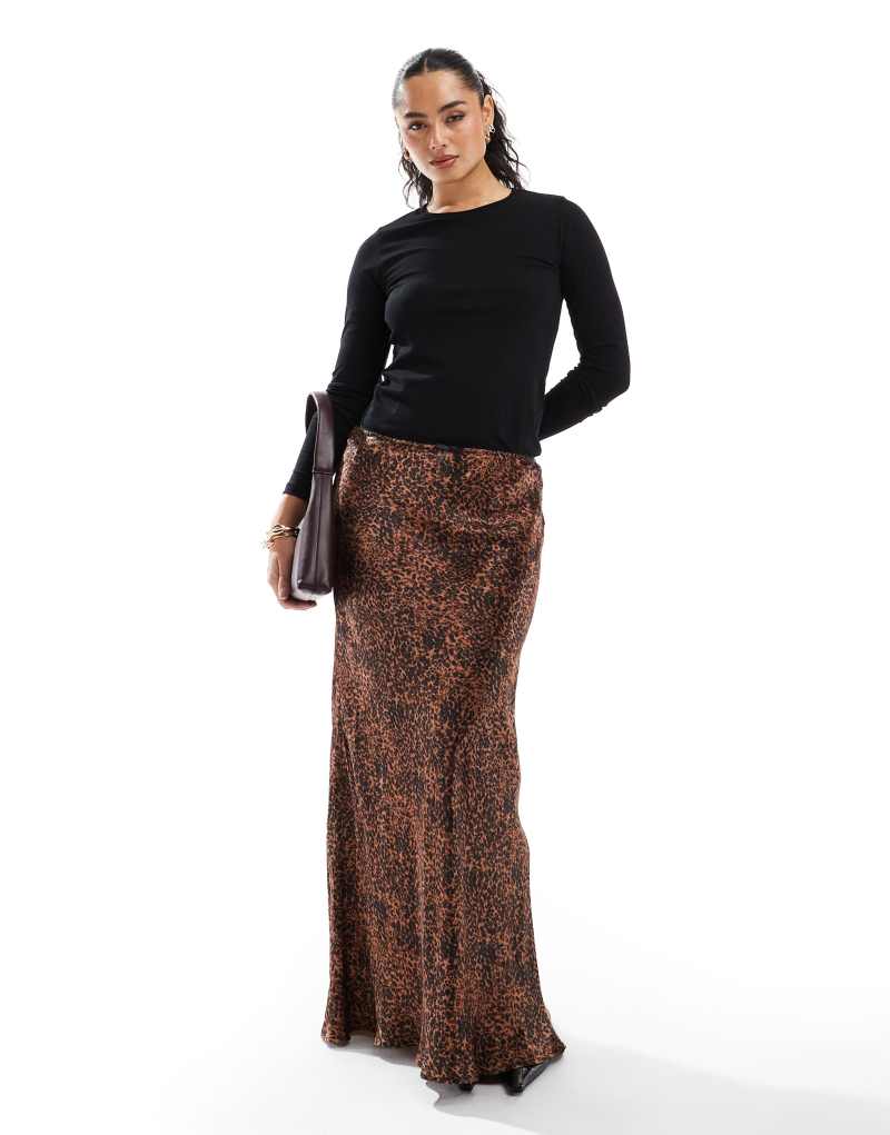 Miss Selfridge bias cut maxi skirt in animal print Miss Selfridge