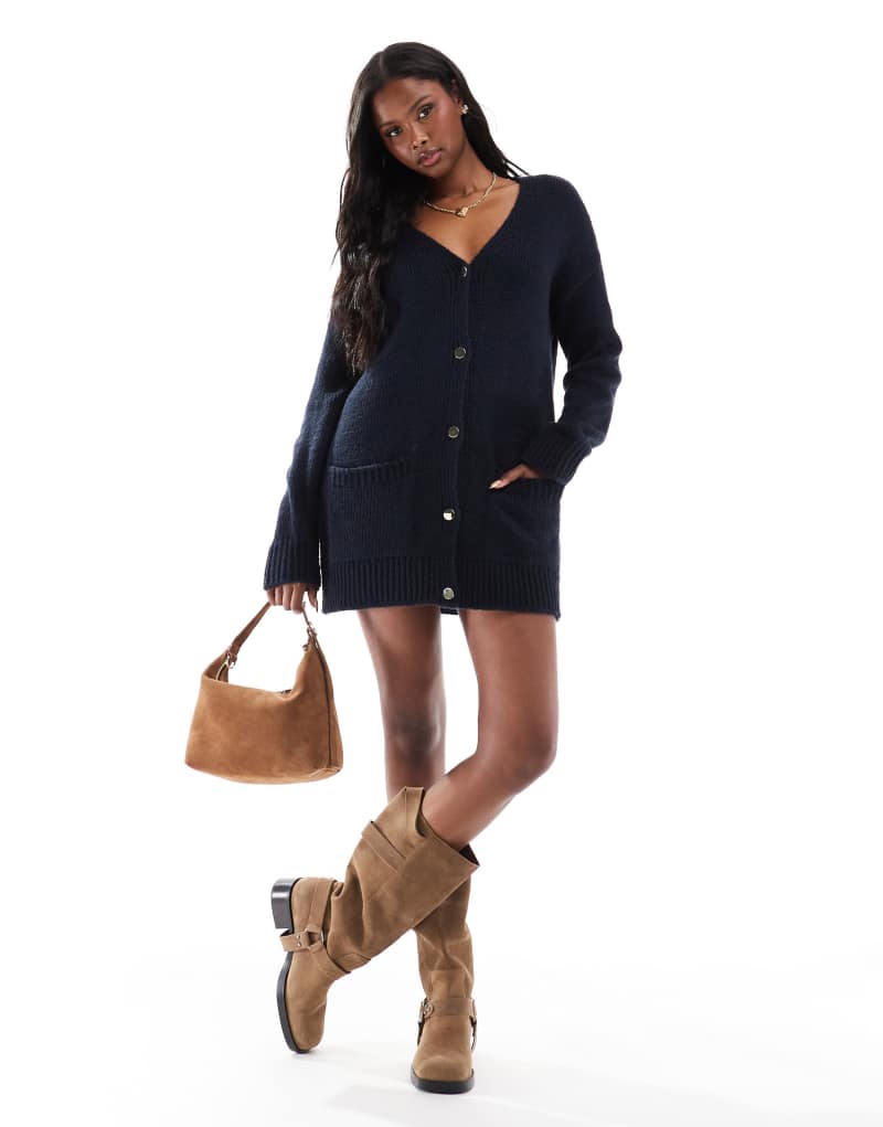 Miss Selfridge longline oversized cardigan dress in navy Miss Selfridge