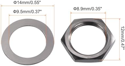 Набор из 4 гаек и шайб Meccanixity для электрогитары, 12 мм и 9.5 мм, совместимый с гитарой и басом Meccanixity