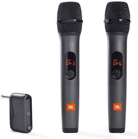 Беспроводная микрофонная система JBL с двумя каналами, чёрного цвета, высокого качества звука и 6-часовой работой Jbl