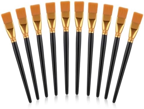 10 Pieces Flat Paint Brushes, Acrylic Paint Brushes Nylon Craft Paint Brushes Art Detail Oil Brush Small Watercolor Brushes 3/4 Inch Artist Paint Brush for DIY Crafts Acrylic Painting, Black Styquenzer