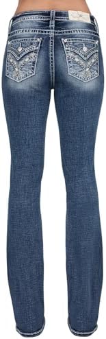 Miss Me Women's Cross Stars Mid-Rise Bootcut Jeans Miss Me