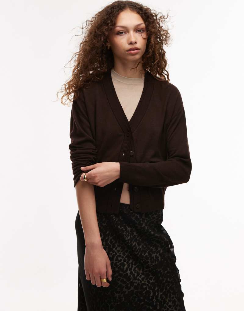 Mango oversized cardigan in dark brown Mango