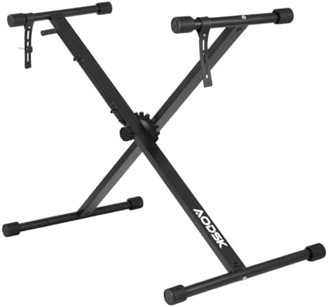 AODSK Single-X Keyboard Stand Adjustable Width & Height,Piano Stand with Locking Straps & Quick Release Mechanism-Adjust height in one second AODSK