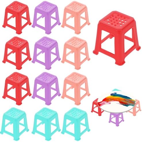 12 Pcs Canvas Stands for Painting Paint Stand Mini Canvas Feet Risers Fluid Painting Supplies Acrylic Pouring Paint Supplies Solid Color Plastic Paint Pouring Tools Styquenzer