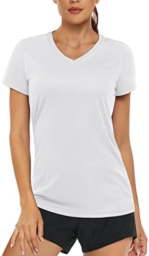 MAGCOMSEN Women's T Shirts V-Neck Short Sleeve UPF 50+ Sun Protection Performance Quick Dry Athletic Shirts Tee Tops Magcomsen