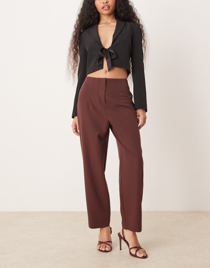 Miss Selfridge Petite essentials cigarette pants in chocolate Miss Selfridge