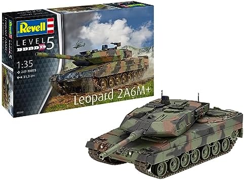 Revell 03342 Leopard 2 A6M+ Tank 1:35 Scale Unbuilt or Unpainted Plastic Model Kit, Multicoloured Revell