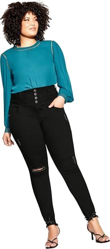 City Chic Women's Plus Size Jean - Harley Rip Vibes Corset City Chic