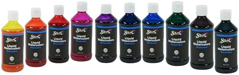 Sax Liquid Washable Watercolor Paints, 8 Ounces, Assorted Colors, Set of 10 Sax