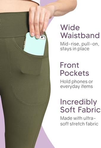 STRETCH IS COMFORT Women's High Waist Cotton Stretch Pencil Leggings w/Pockets Stretch Is Comfort