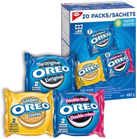 Песочное печенье Oreo, набор из 20 упаковок, 482 г, оригинальные, золотые и двухслойные варианты Oreo