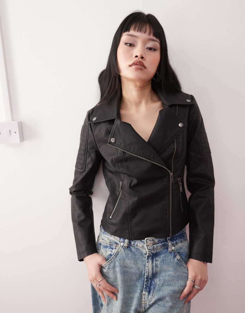 Noisy May leather look jacket in black Noisy May