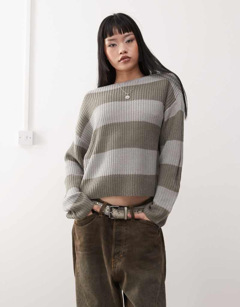 Noisy May sweater in gray stripe Noisy May