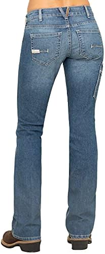 ARIAT Women's Rebar Mid Rise Durastretch Raven Work Bootcut Jeanss Blue 30 REG Ariat