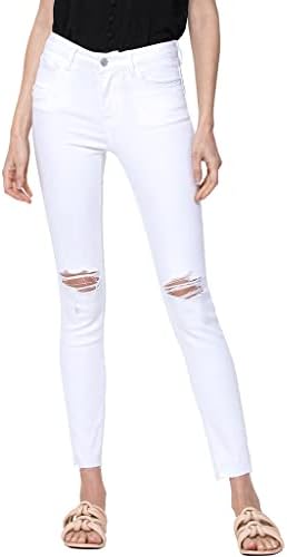 VERVET by Flying Monkey Distressed Skinny Jeans Optic White Mid-Rise Vervet