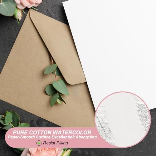 PATIKIL 30 Sets Pure Cotton Watercolor Cards 140lb/300 GSM Postcards with Envelopes Boxed for Art Painting Creative Thank Notes, 5x7 Inch Patikil