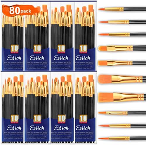 ESRICH Paint Brushes Set,2 Packs 20 Pcs Acrylic Paint Brush Set,Watercolor Oil Acrylic Nylon Hair Brushes,Artist Paintbrushes for Acrylic Oil Watercolor Painting Artist Professional Kits,Black ESRICH