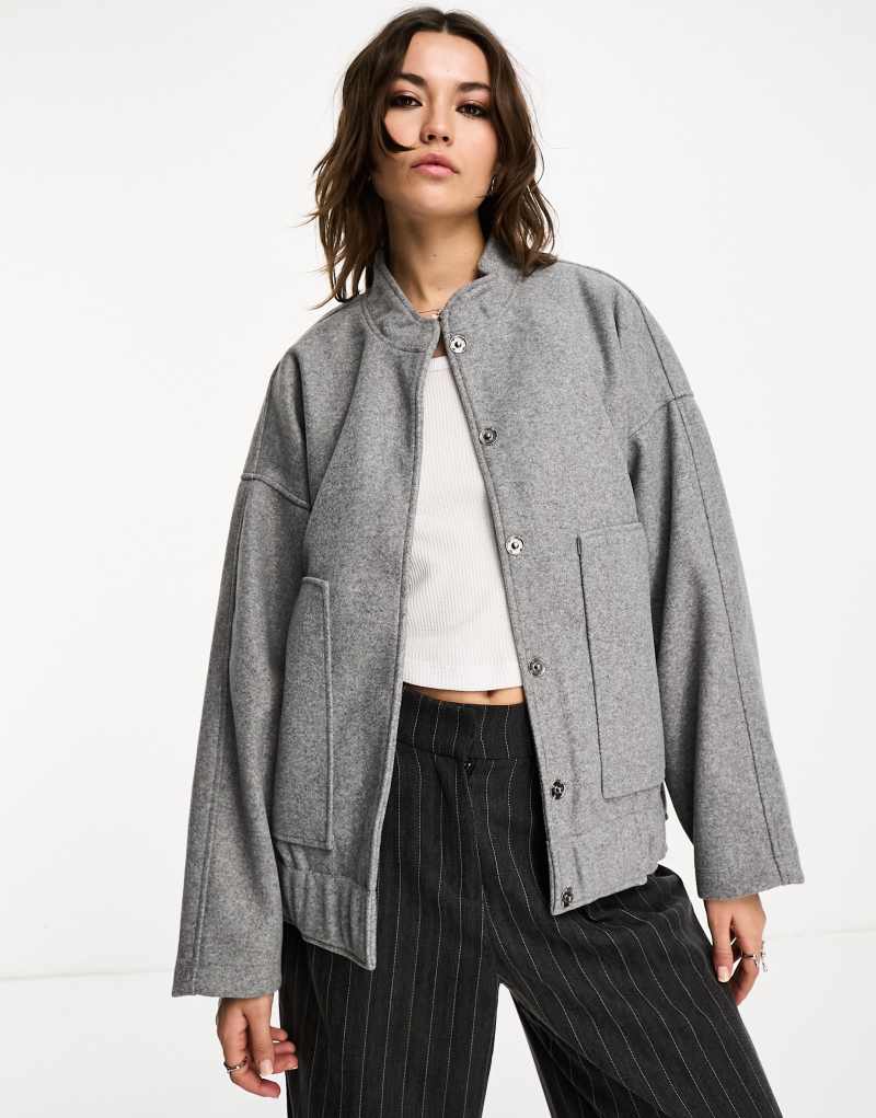 Noisy May bomber jacket in light gray Noisy May